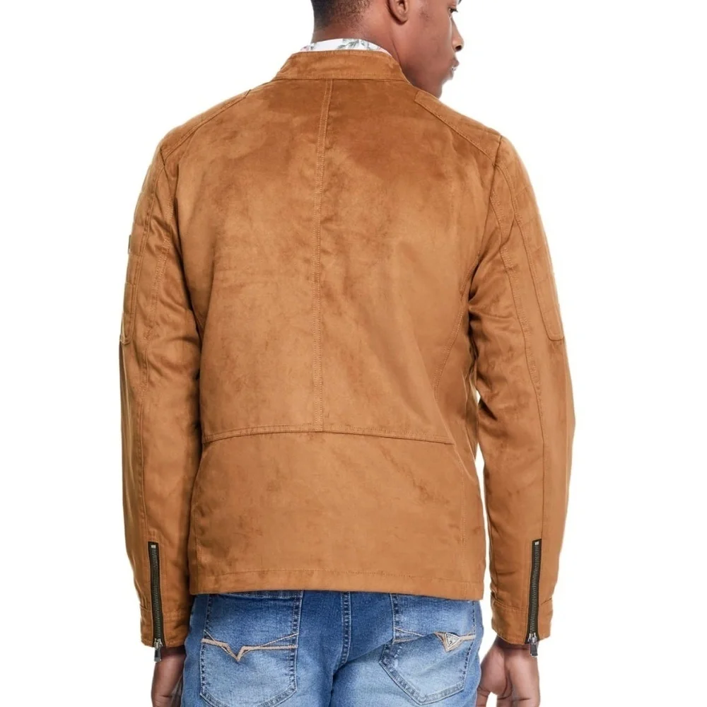 NEW GUESS Freddie Faux-Suede Moto Jacket SZ L
